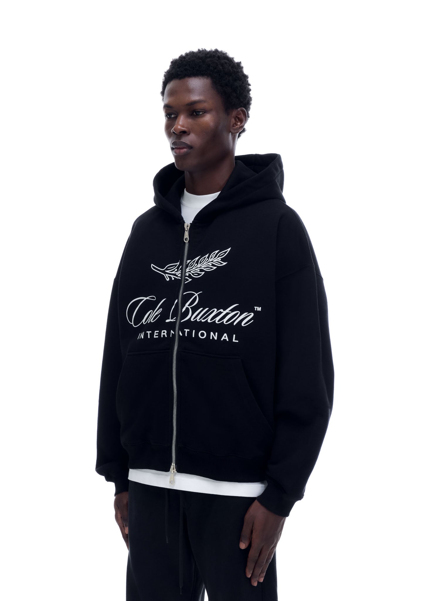 Cole Buxton | International Zipped Hoodie | Mens | Cotton | Black