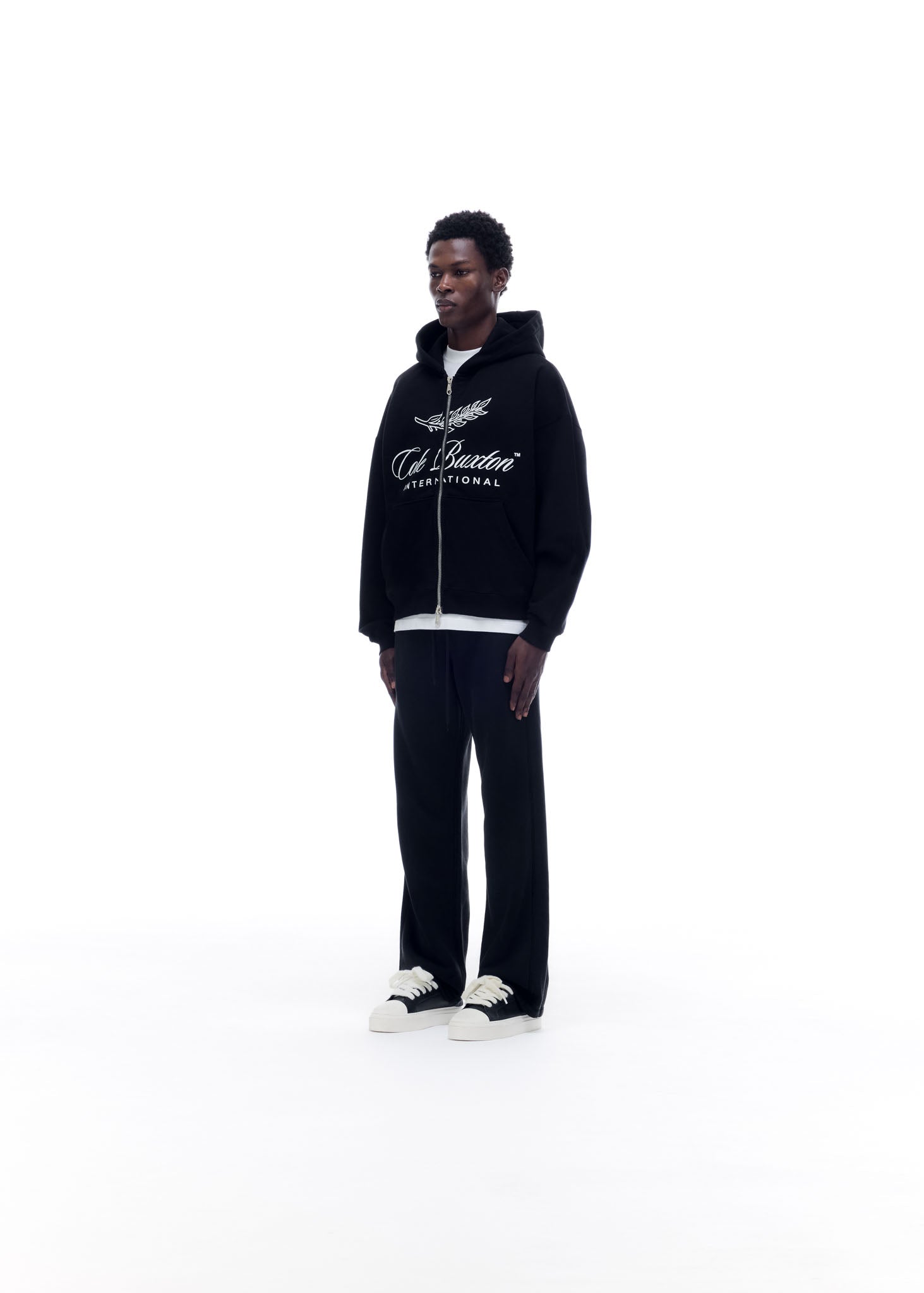 Cole Buxton | International Zipped Hoodie | Mens | Cotton | Black