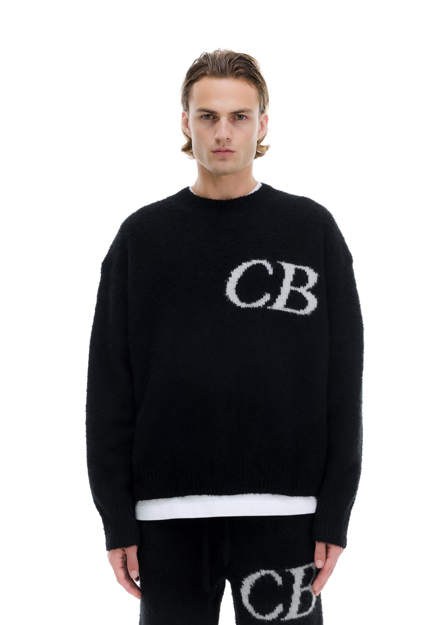 Cole Buxton | Logo Knit Sweater | Mens | Merino Wool | Black