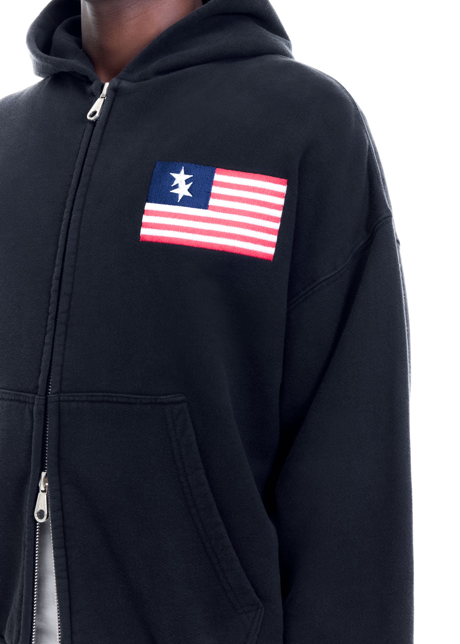 TWO STAR FLAG ZIPPED HOODIE