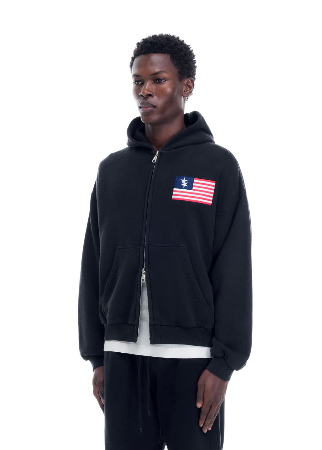TWO STAR FLAG ZIPPED HOODIE