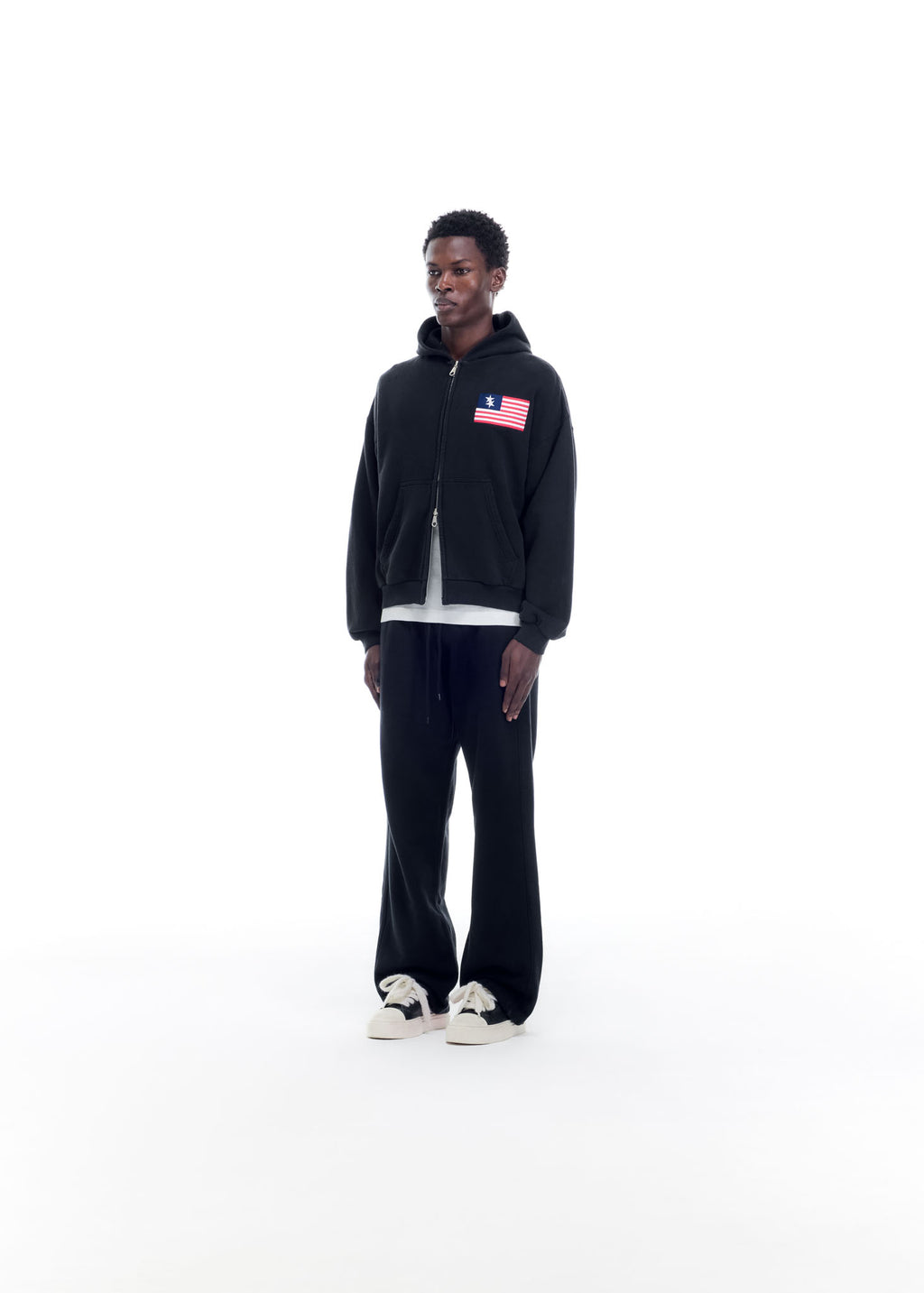 TWO STAR FLAG ZIPPED HOODIE