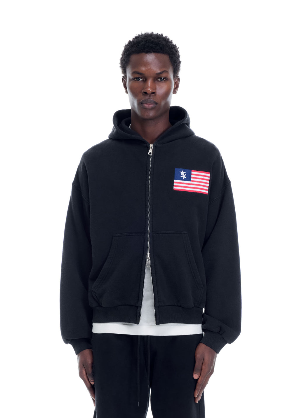 TWO STAR FLAG ZIPPED HOODIE