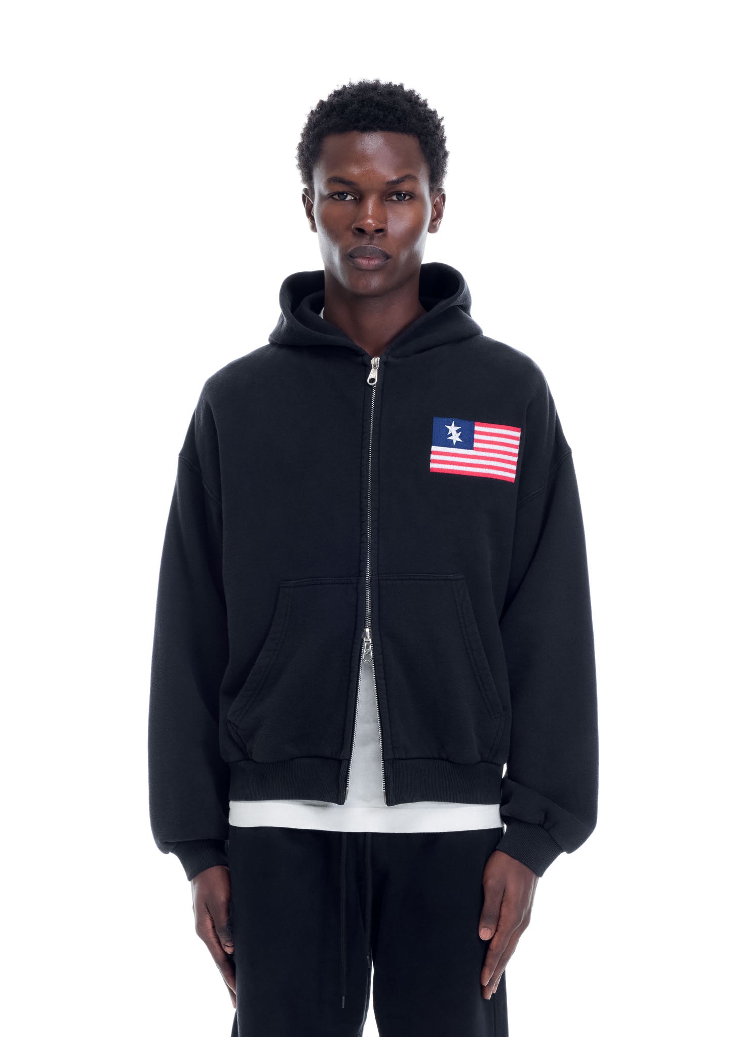 TWO STAR FLAG ZIPPED HOODIE