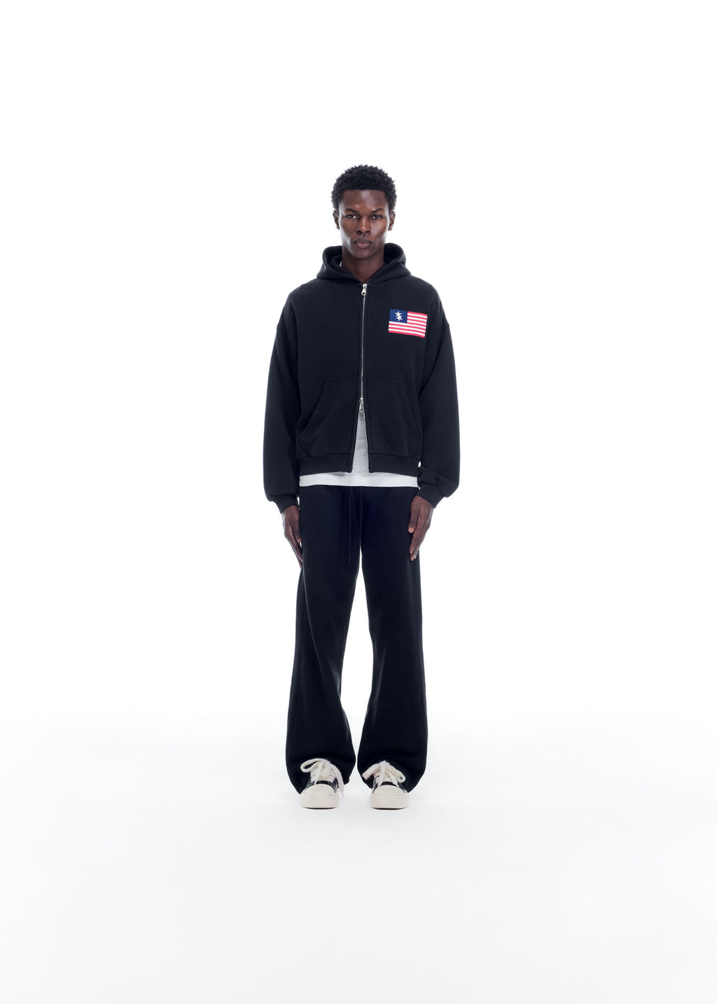 TWO STAR FLAG ZIPPED HOODIE