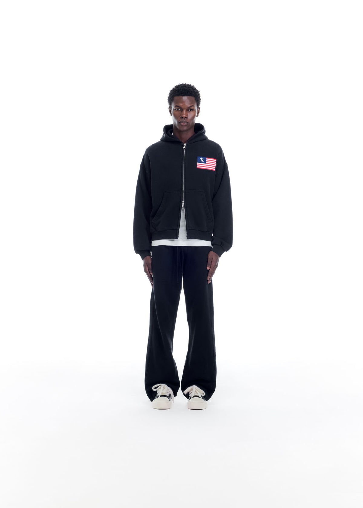 TWO STAR FLAG ZIPPED HOODIE