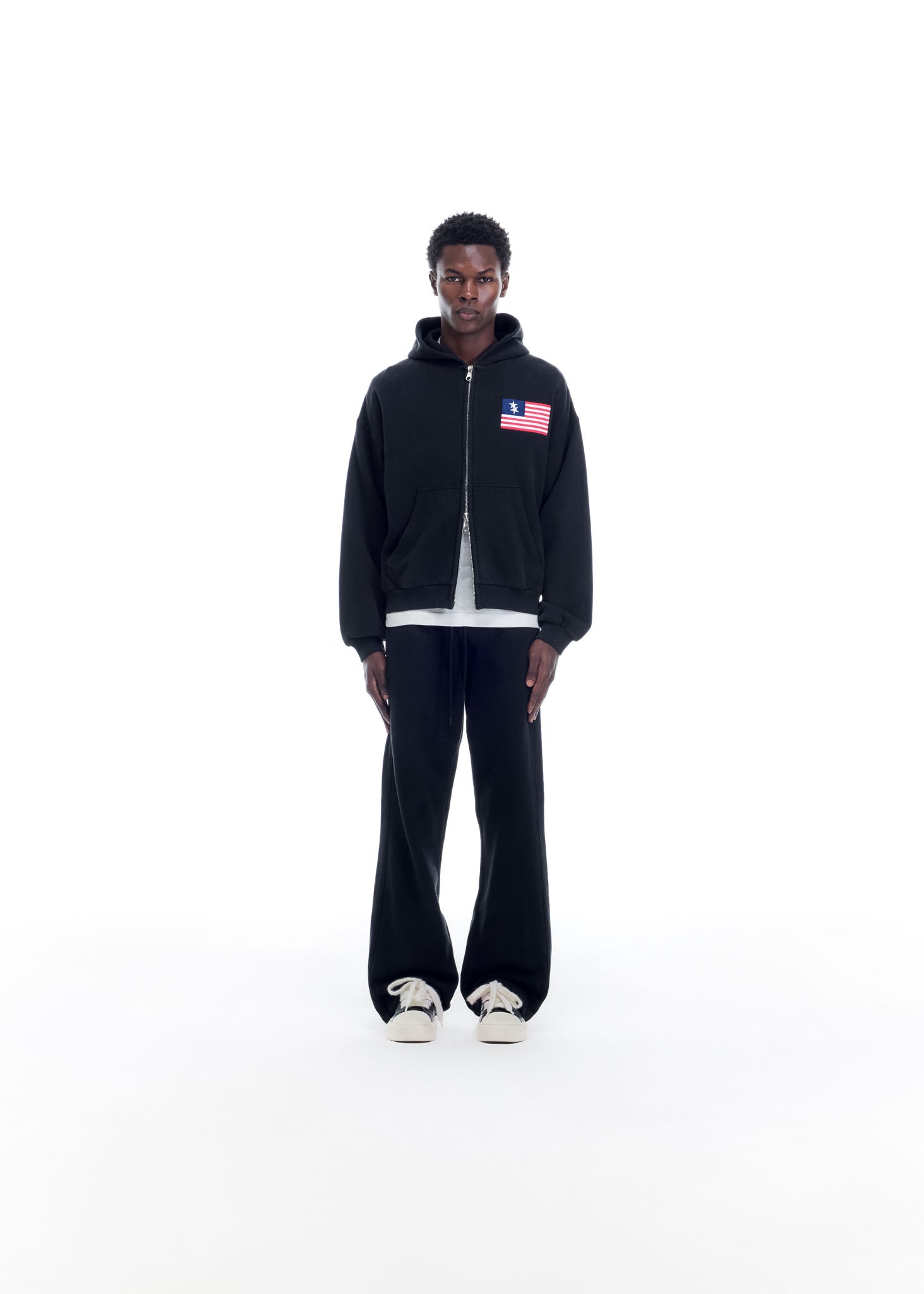 TWO STAR FLAG ZIPPED HOODIE