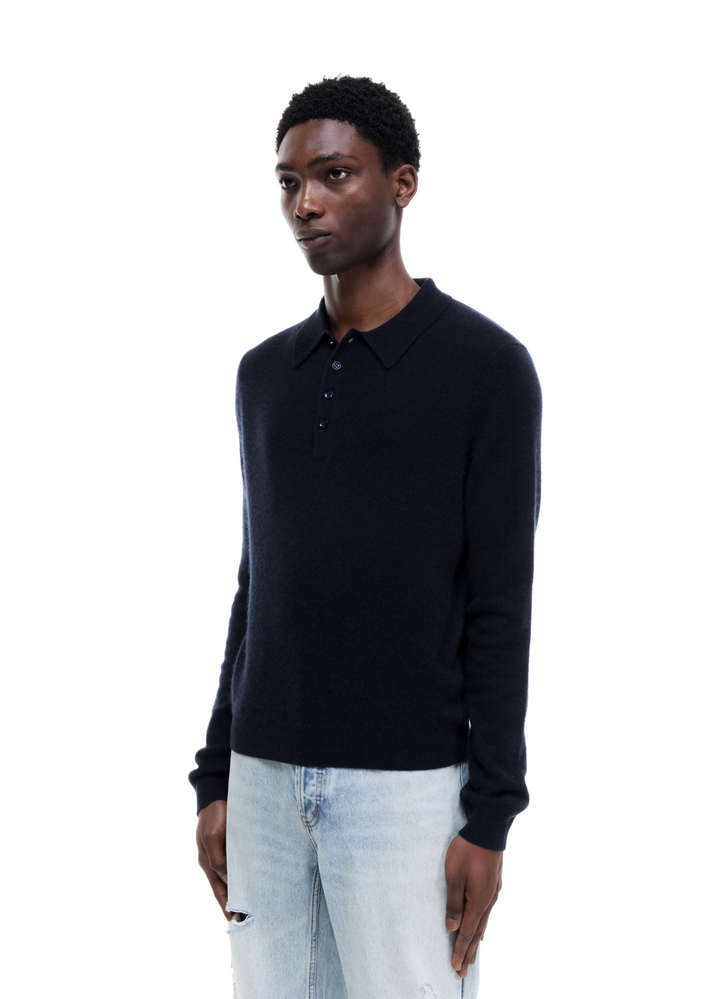 CASHMERE KNIT POLO SWEATER