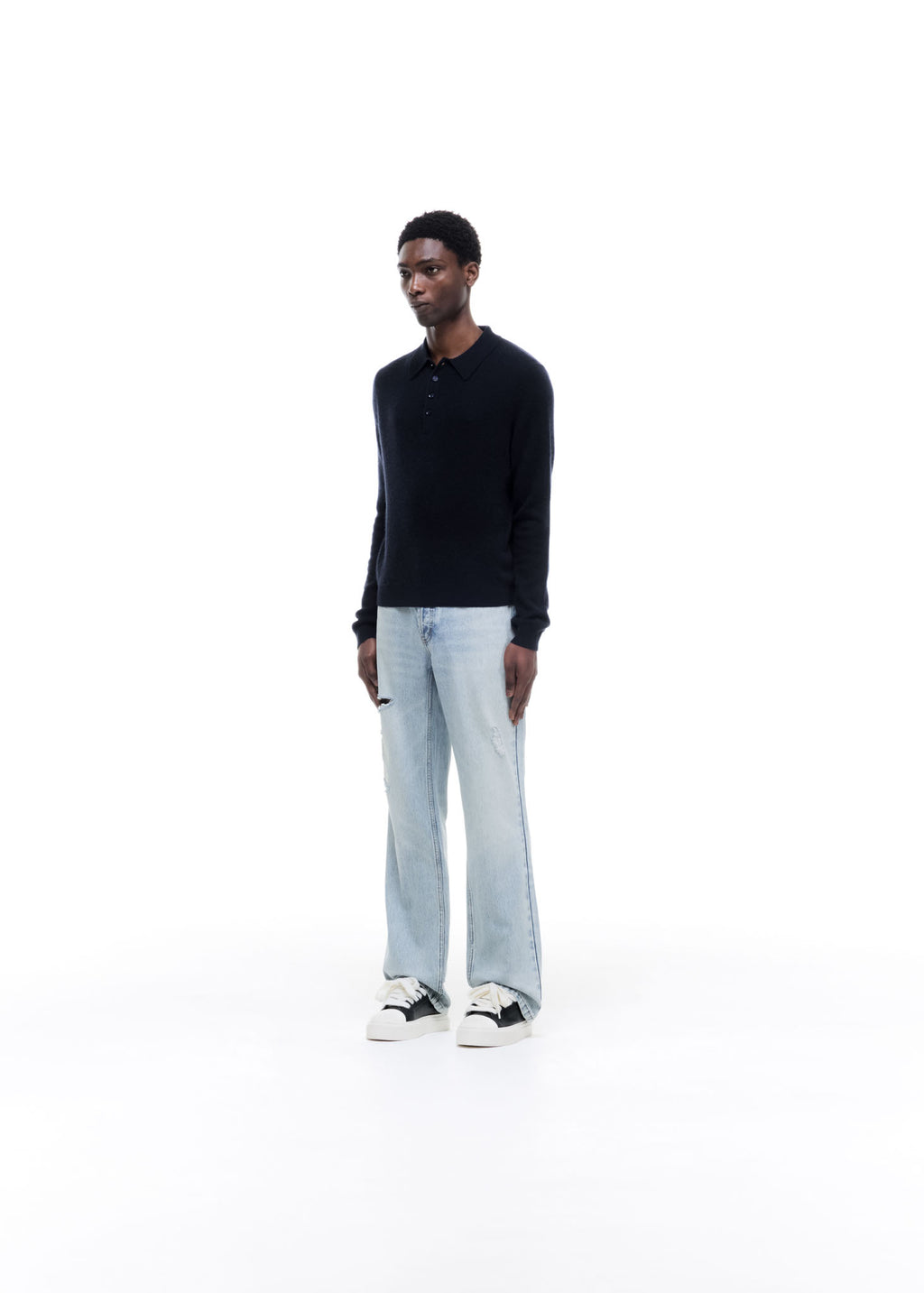 CASHMERE KNIT POLO SWEATER