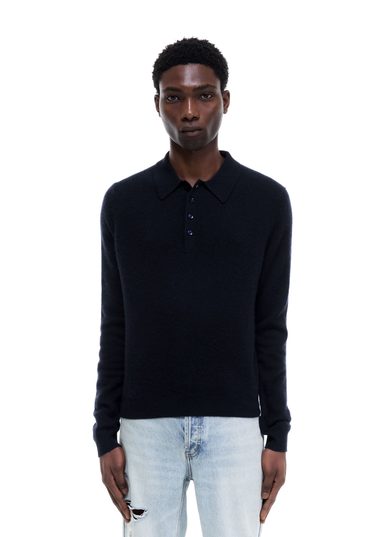 CASHMERE KNIT POLO SWEATER