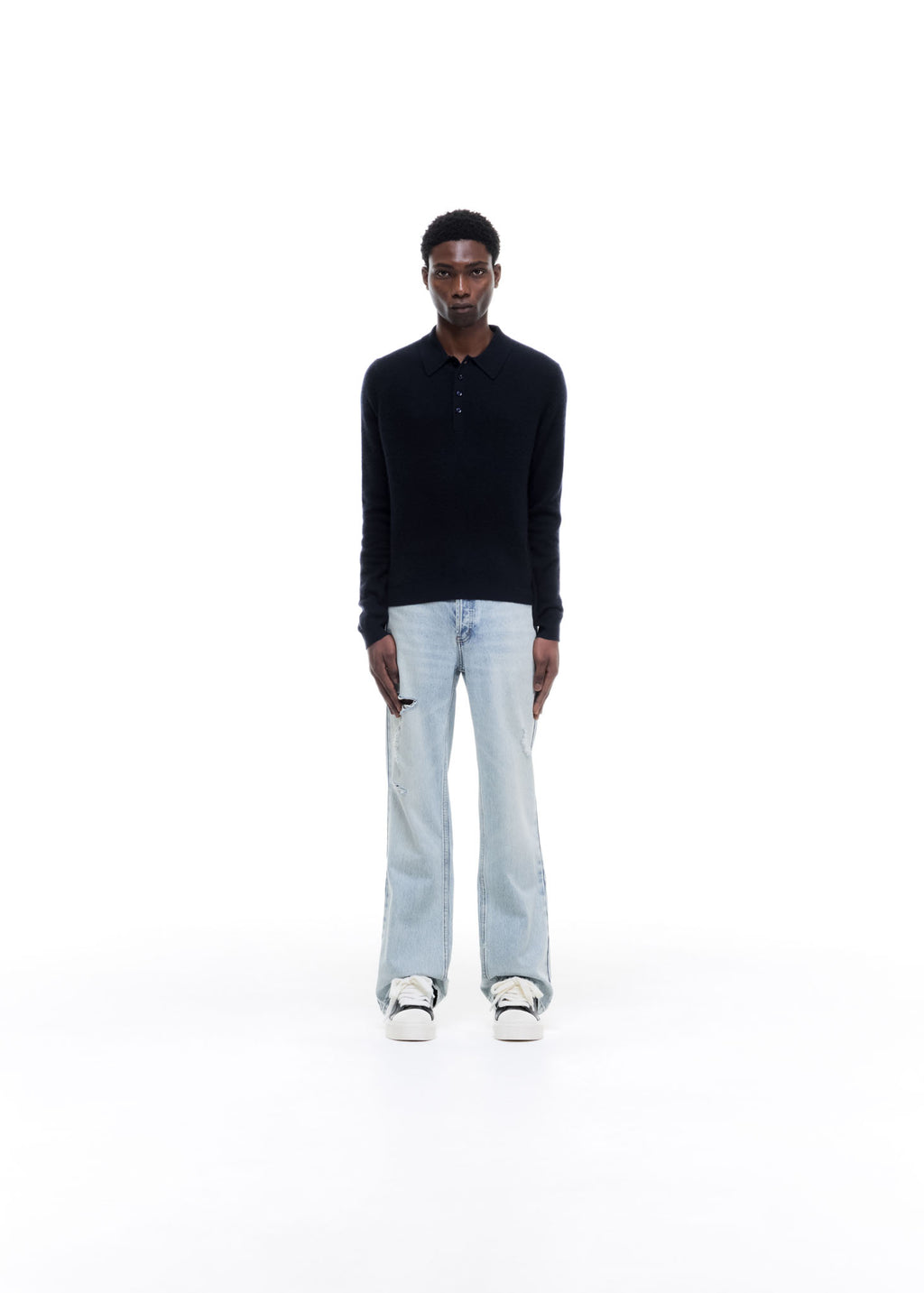 CASHMERE KNIT POLO SWEATER
