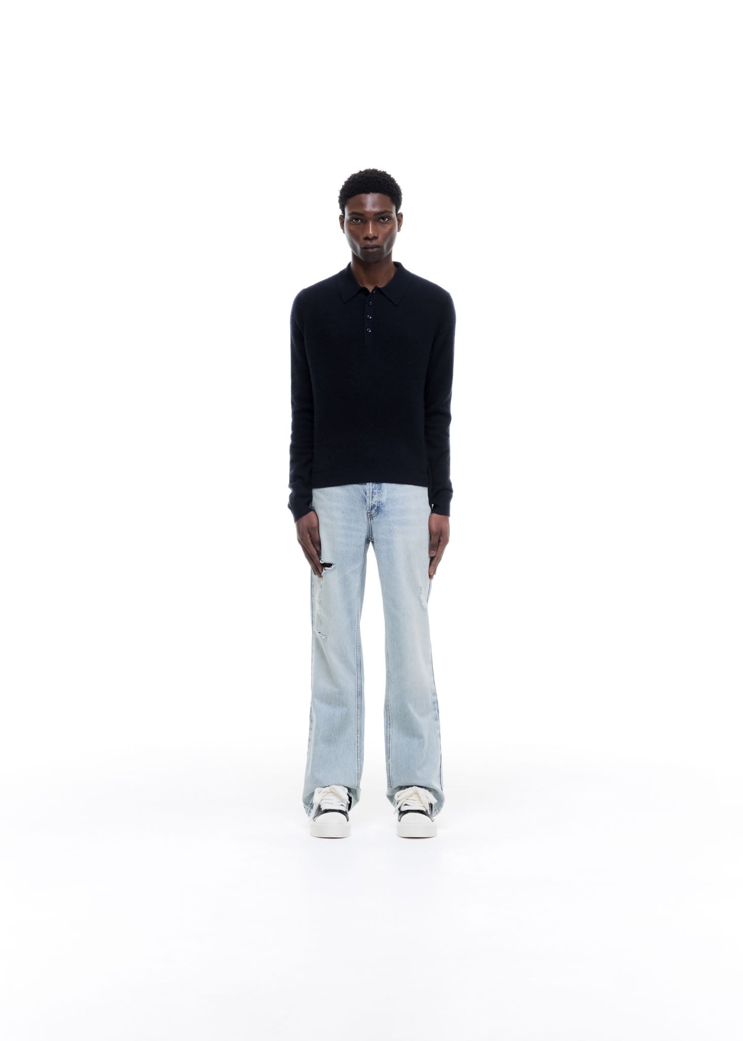 CASHMERE KNIT POLO SWEATER