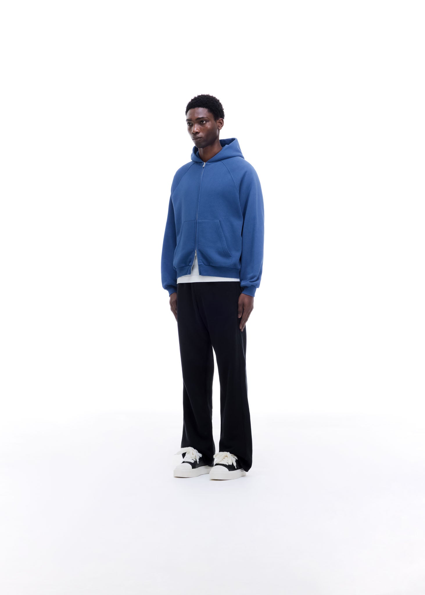 WHITE TAPE ZIPPED HOODIE