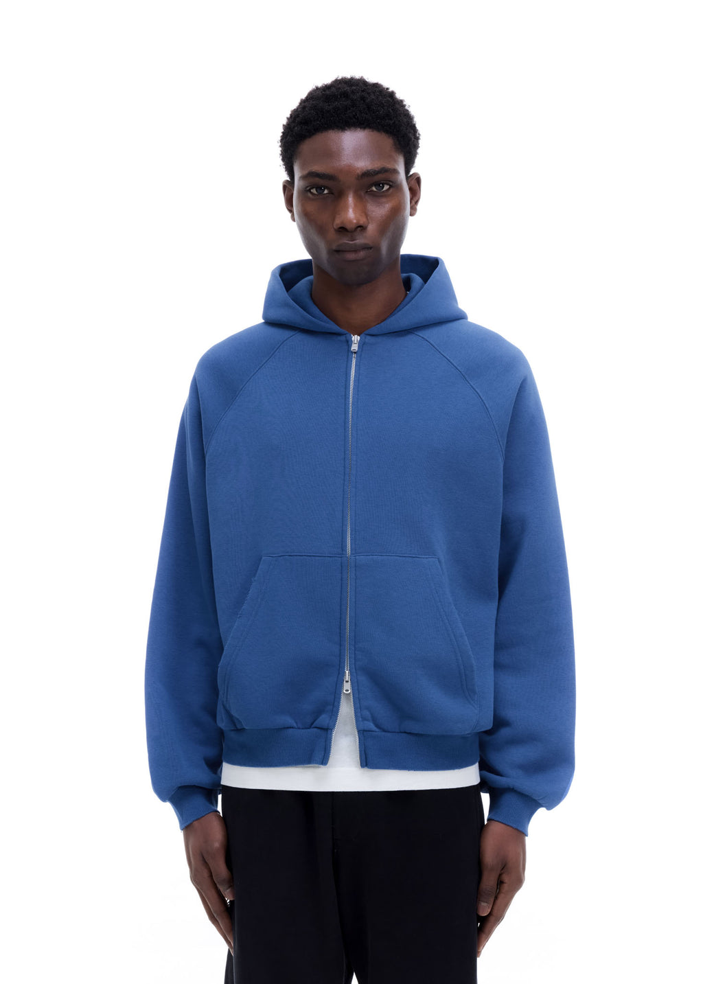 WHITE TAPE ZIPPED HOODIE