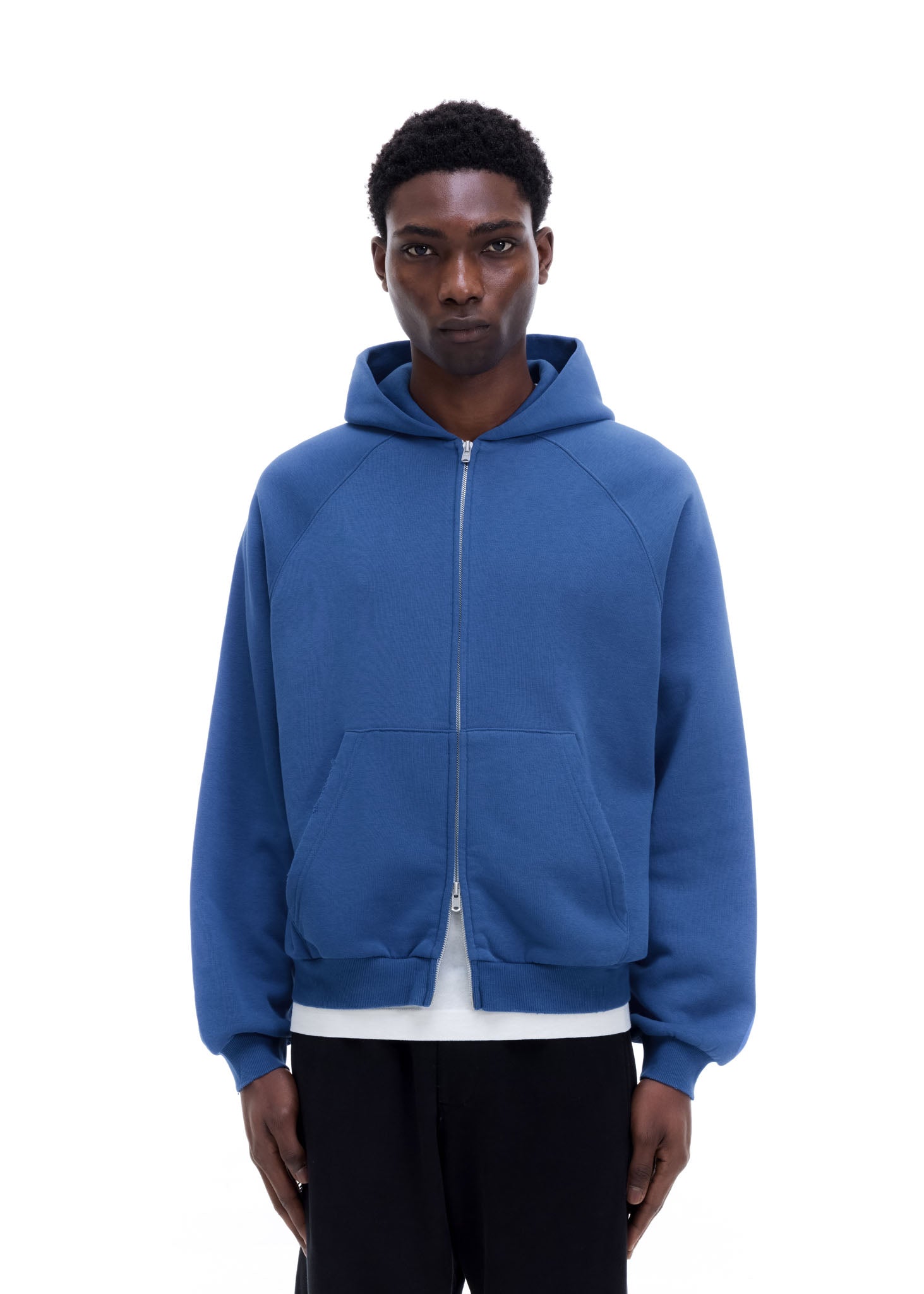 WHITE TAPE ZIPPED HOODIE