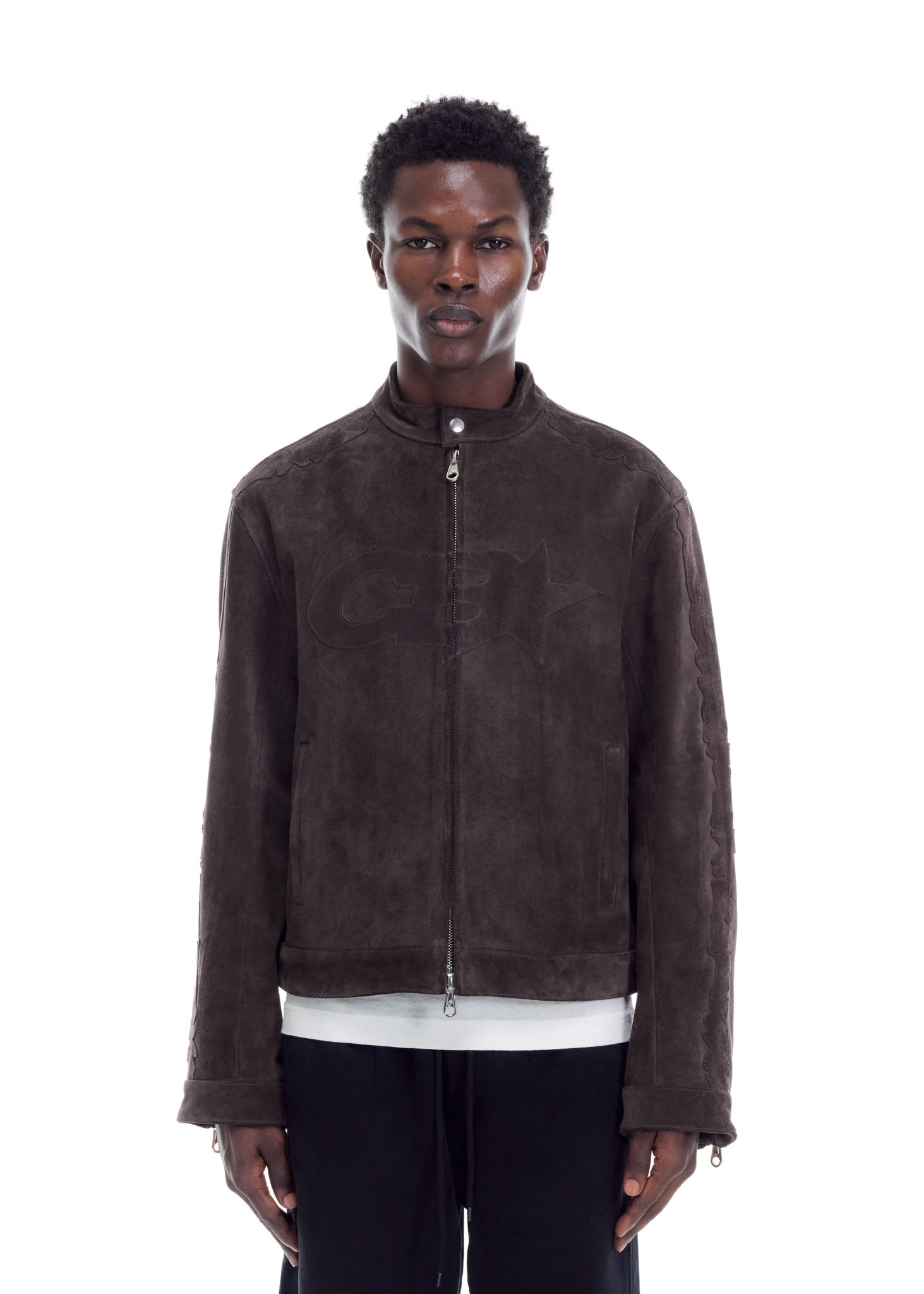 SUEDE DECAL RACER JACKET