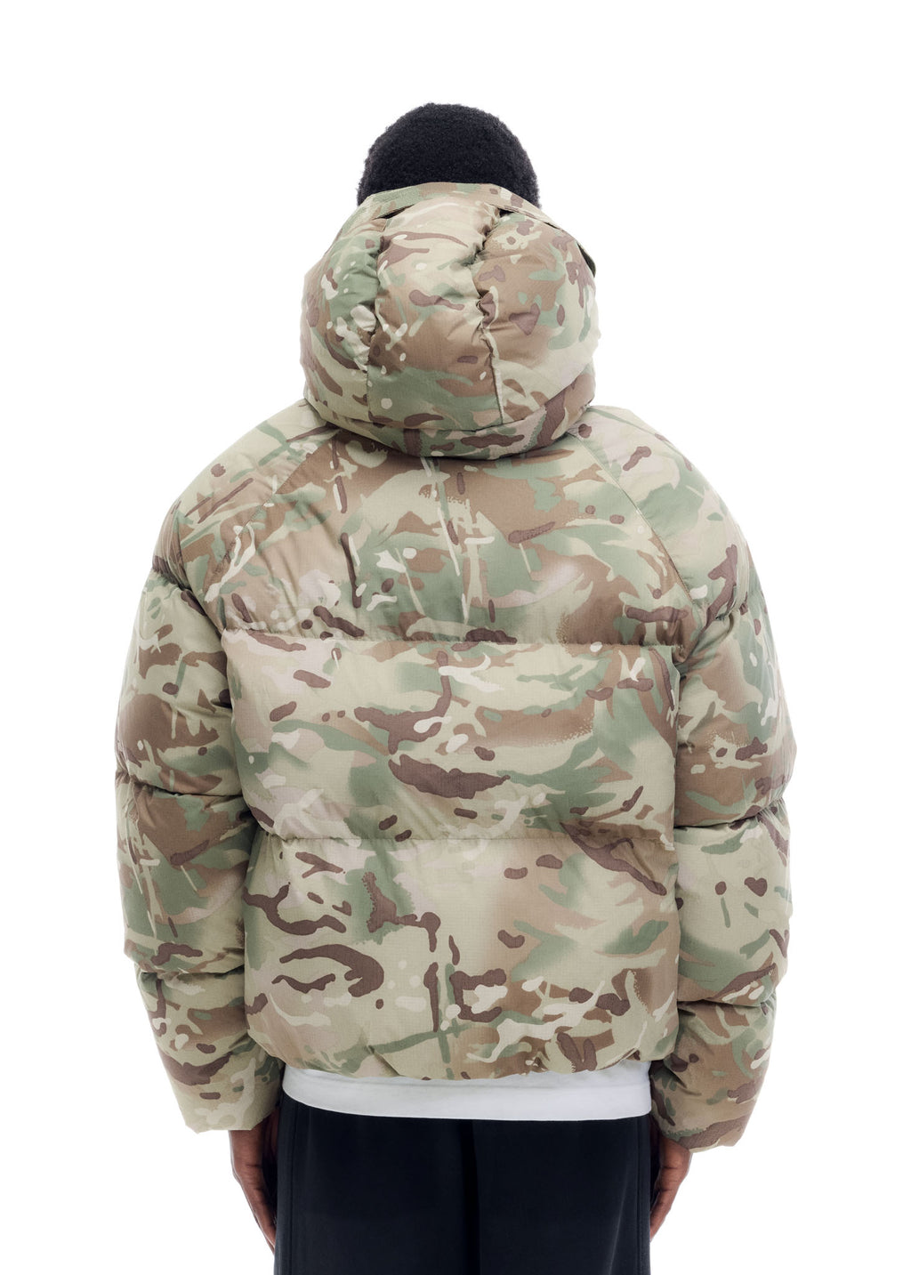 CAMO HOODED DOWN JACKET