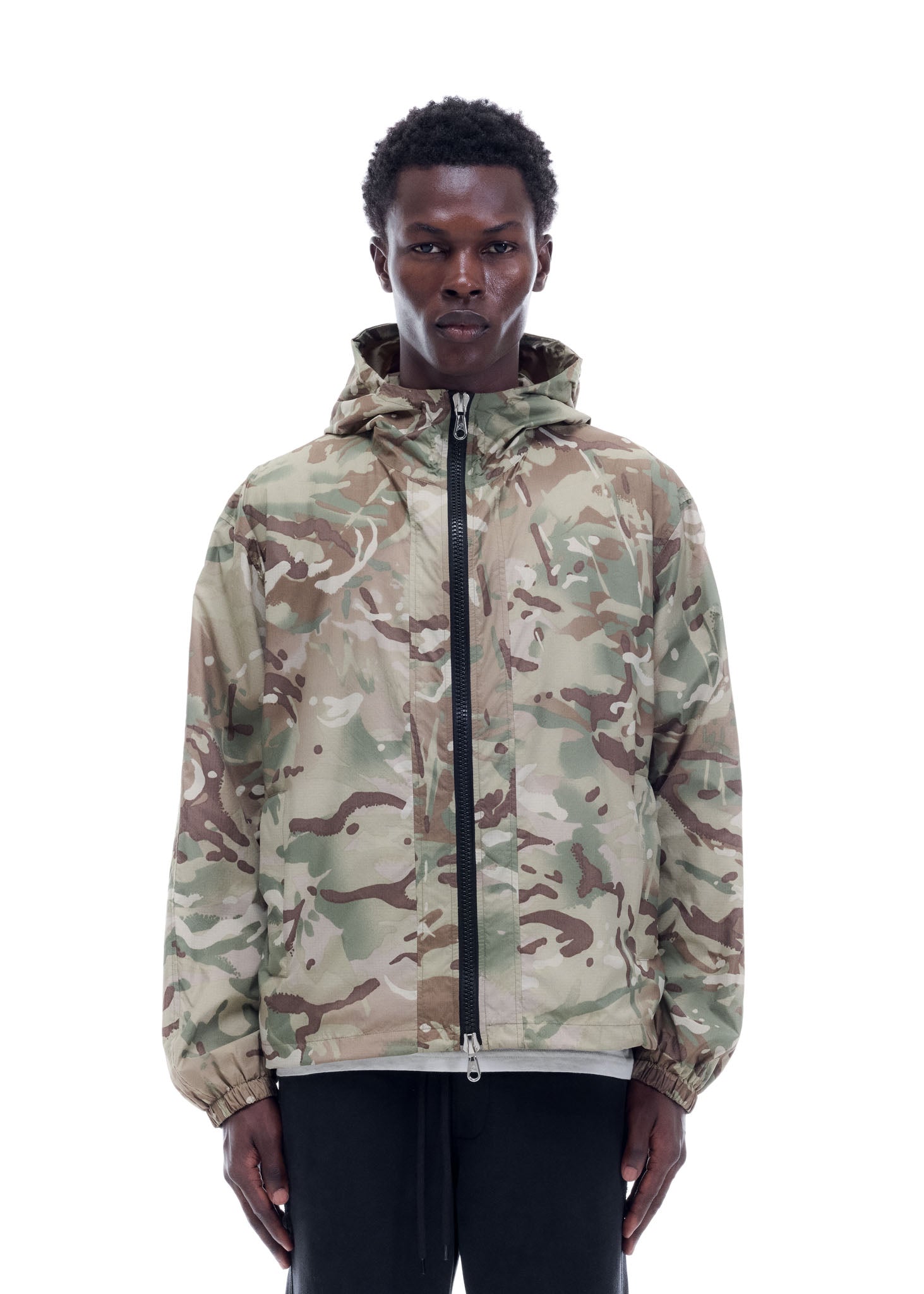 HOODED NYLON WINDBREAKER