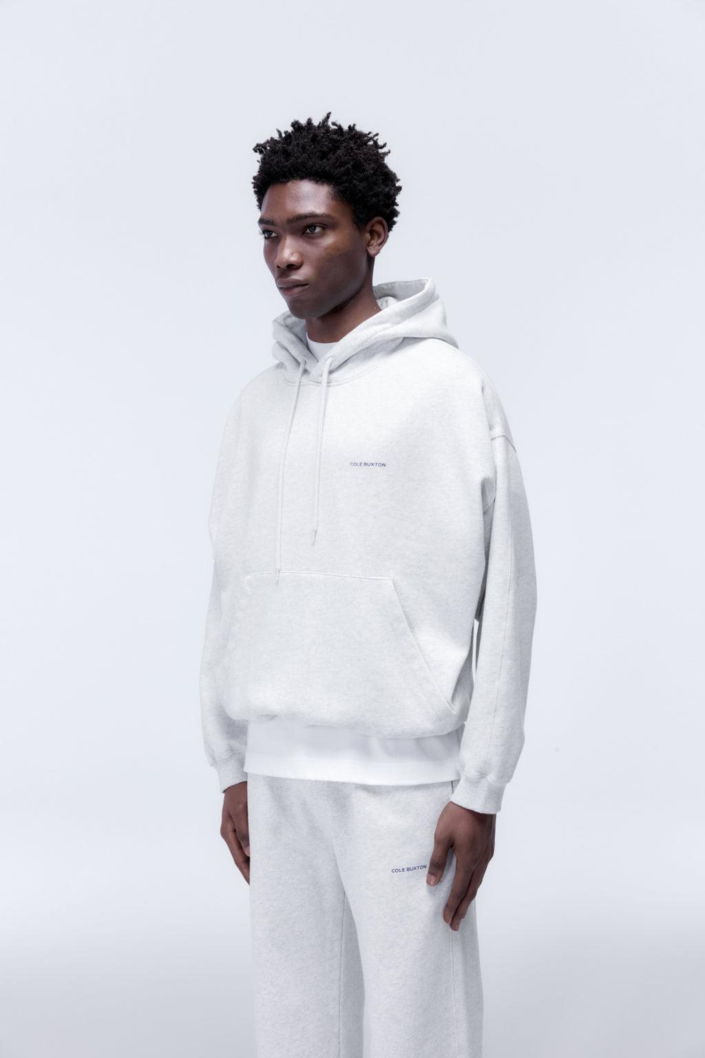 Cole Buxton | Mini Logo Hoodie | Mens | Light Grey Marl
