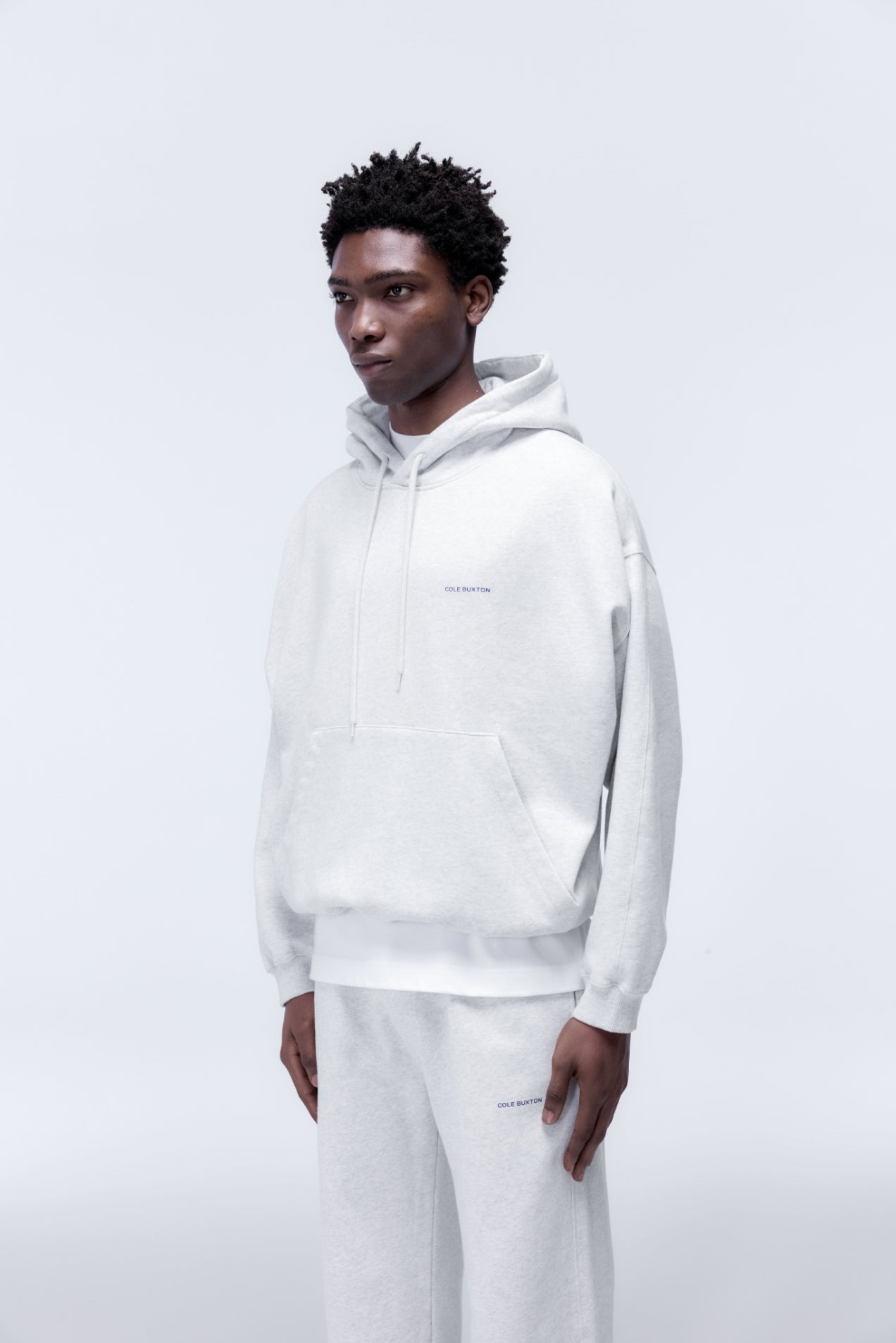 Cole Buxton | Mini Logo Hoodie | Mens | Light Grey Marl