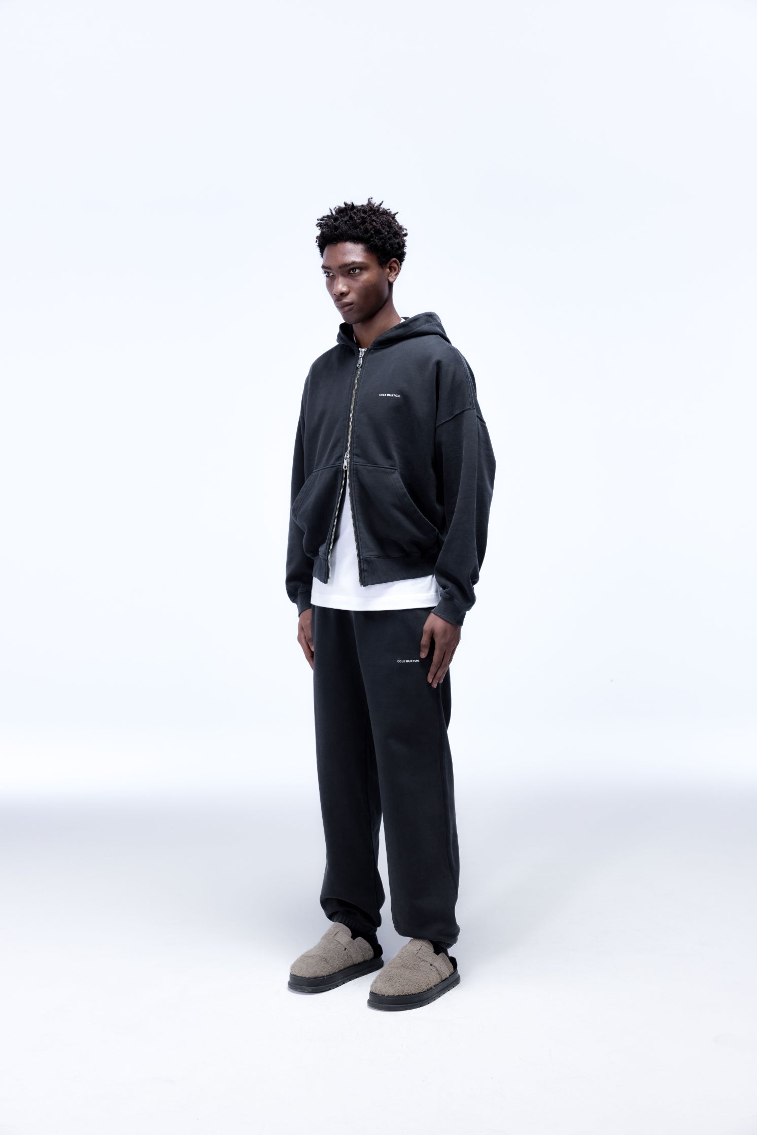 Cole Buxton | Mini Logo Zipped Hoodie | Mens | Vintage Black