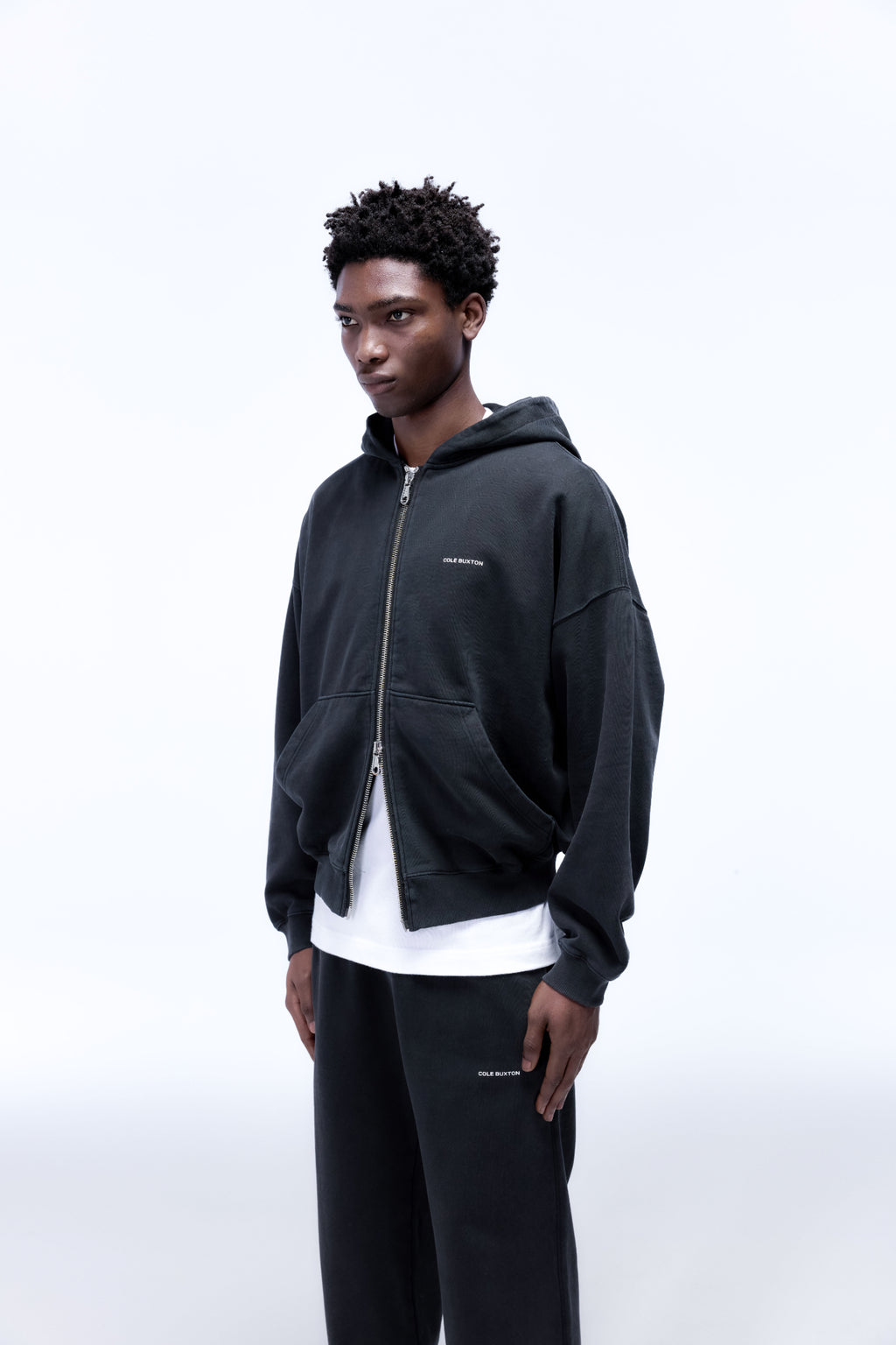 Cole Buxton | Mini Logo Zipped Hoodie | Mens | Vintage Black