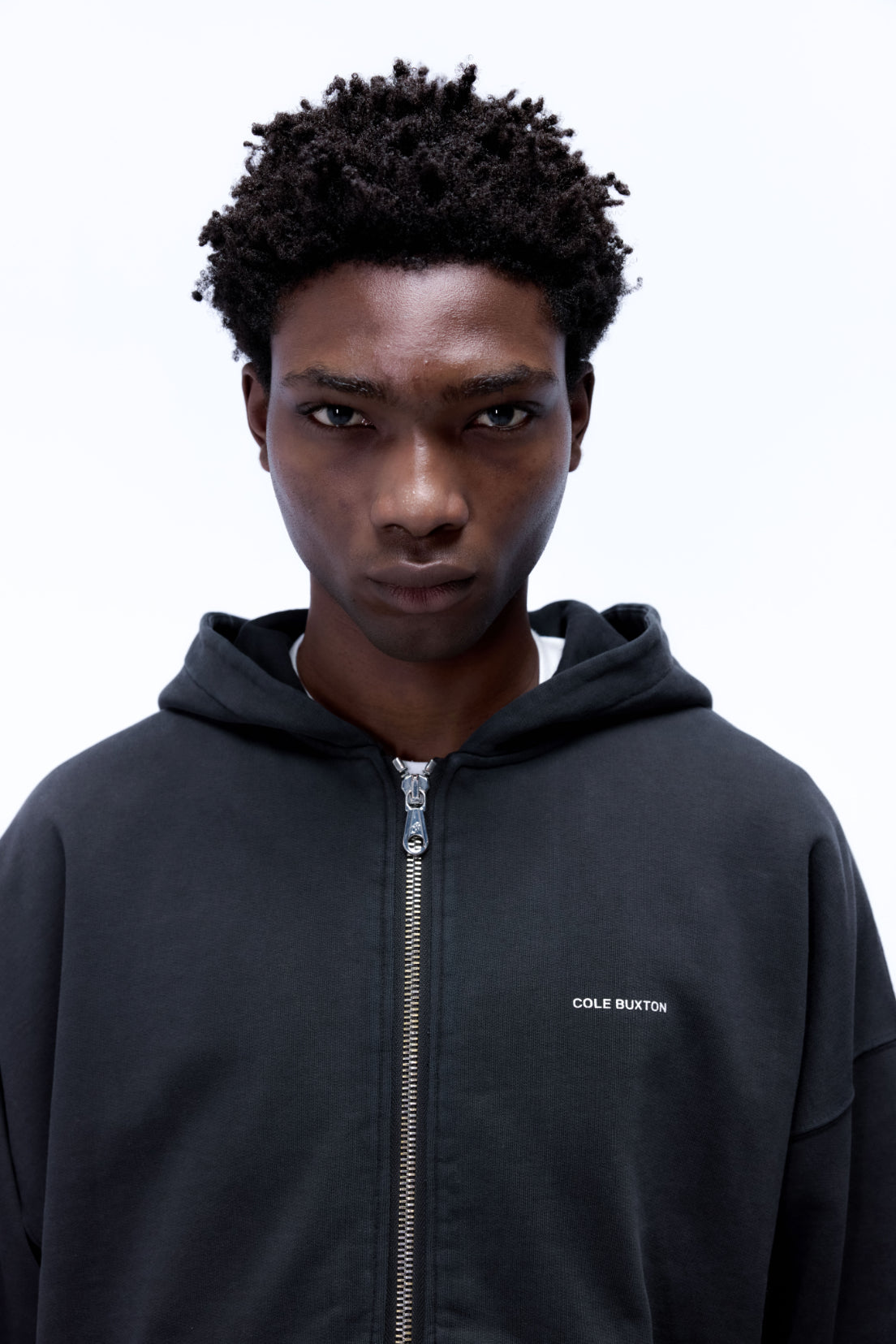 Cole Buxton | Mini Logo Zipped Hoodie | Mens | Vintage Black