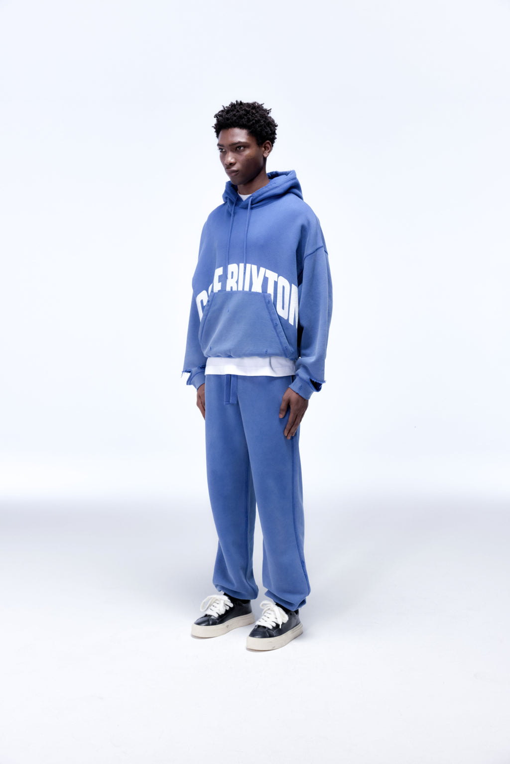 Cole Buxton | Arch Logo Hoodie | Mens | Washed Cobalt Blue