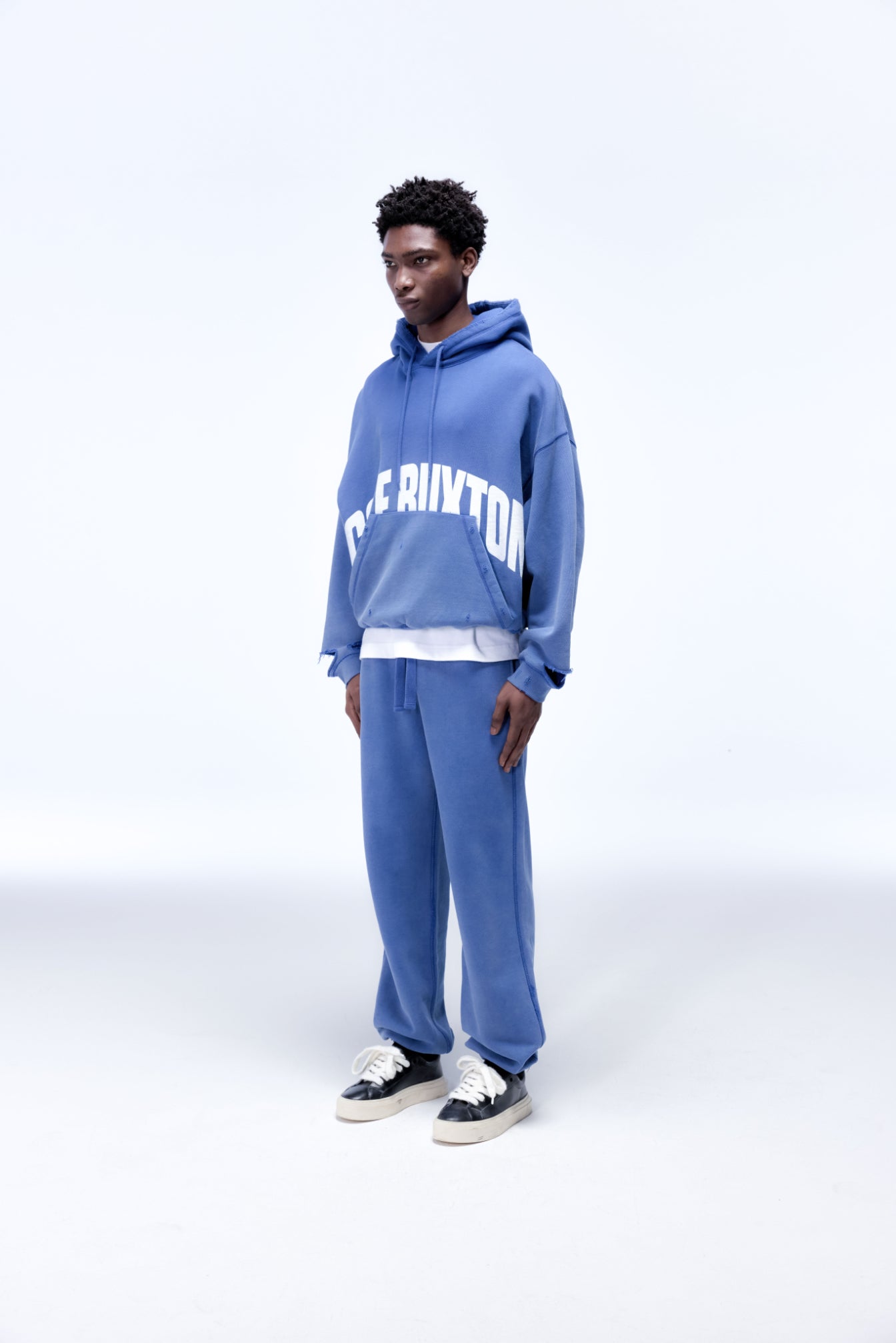 Cole Buxton | Arch Logo Hoodie | Mens | Washed Cobalt Blue