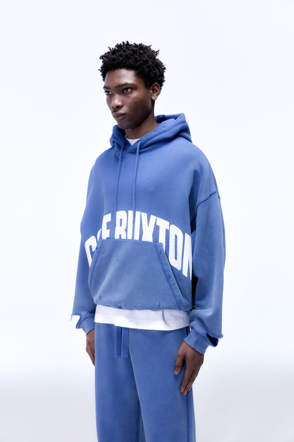Cole Buxton | Arch Logo Hoodie | Mens | Washed Cobalt Blue