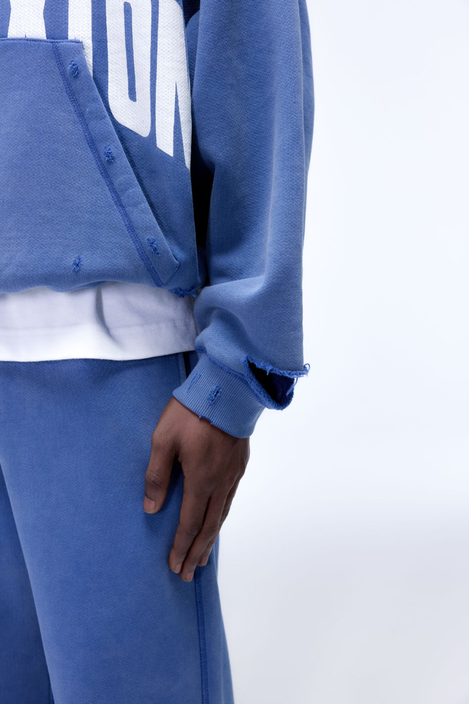 Cole Buxton | Arch Logo Hoodie | Mens | Washed Cobalt Blue