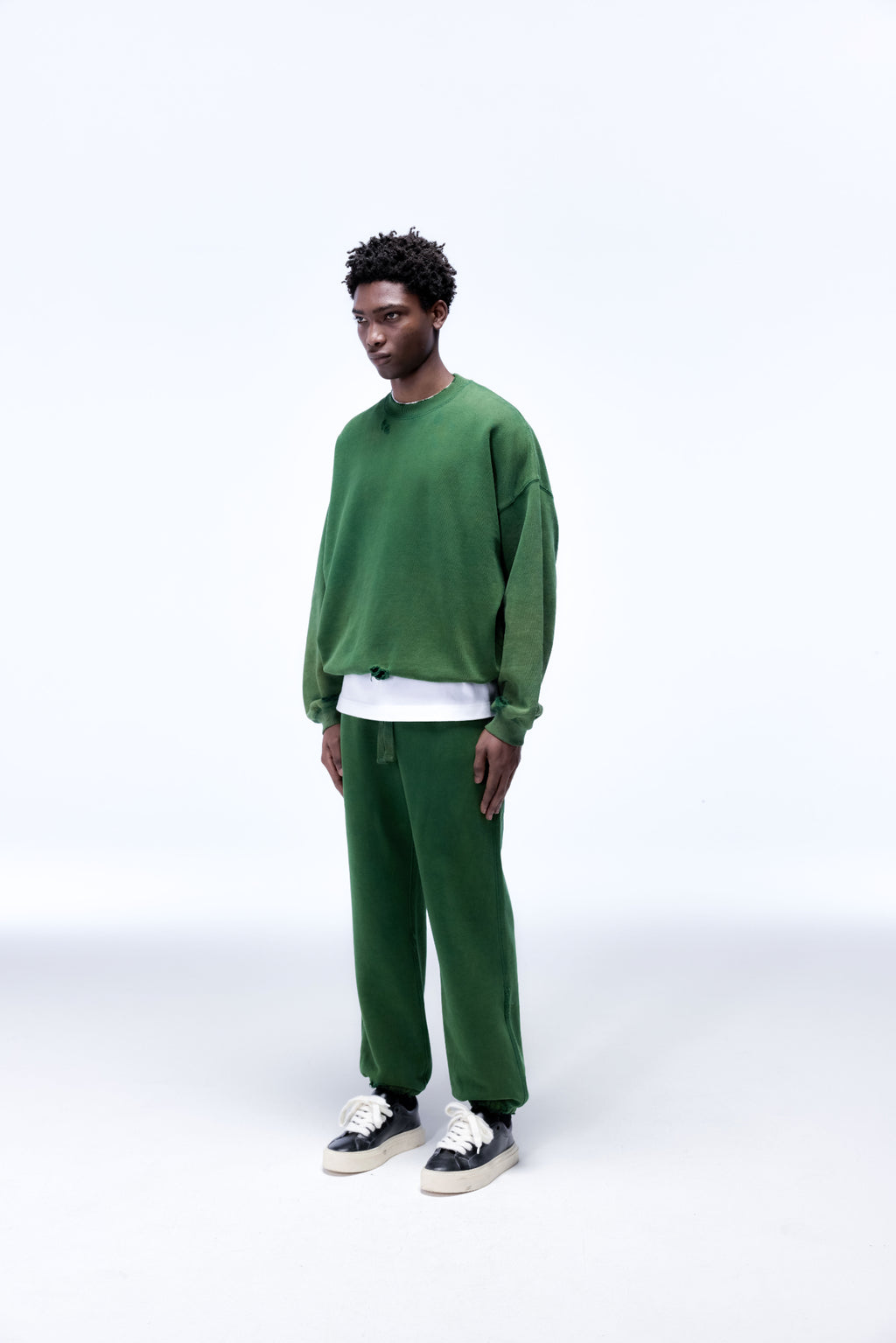 Cole Buxton | Distressed Sweatpants | Mens | Washed Forest Green