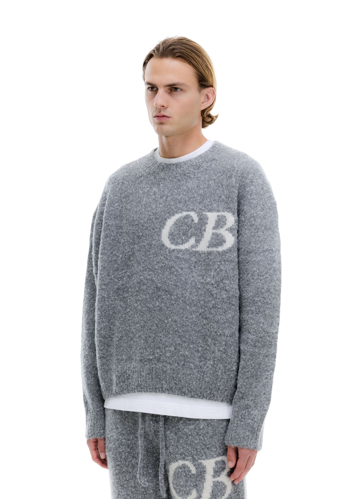 Cole Buxton | Logo Knit Sweater | Mens | Merino Wool | Grey