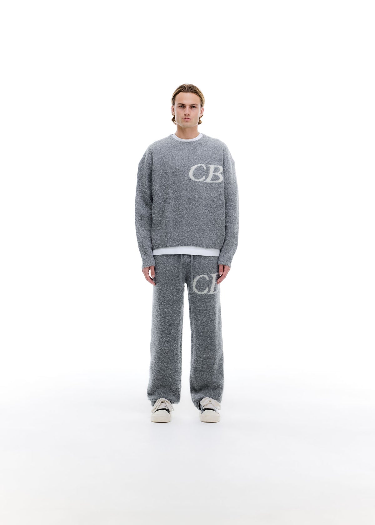Cole Buxton | Logo Knit Sweater | Mens | Merino Wool | Grey