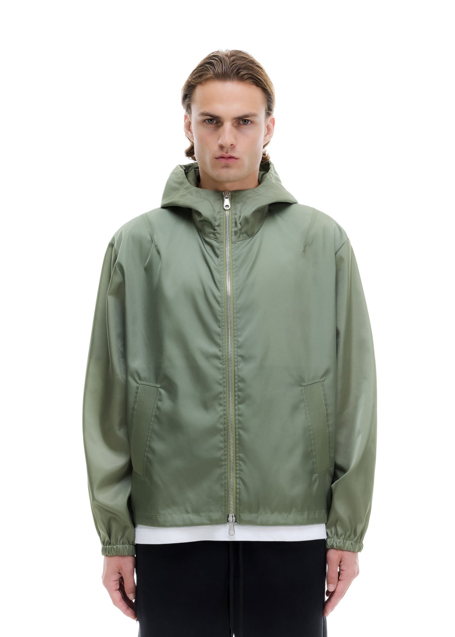 HOODED NYLON WINDBREAKER