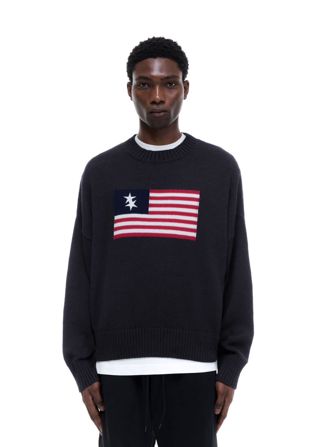 TWO STAR FLAG KNIT SWEATER