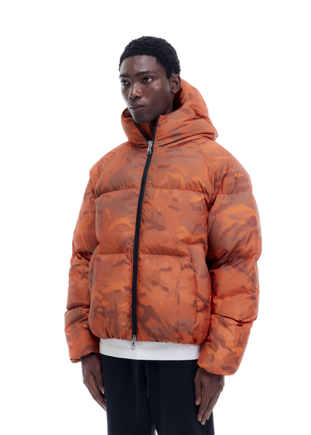 CAMO HOODED DOWN JACKET