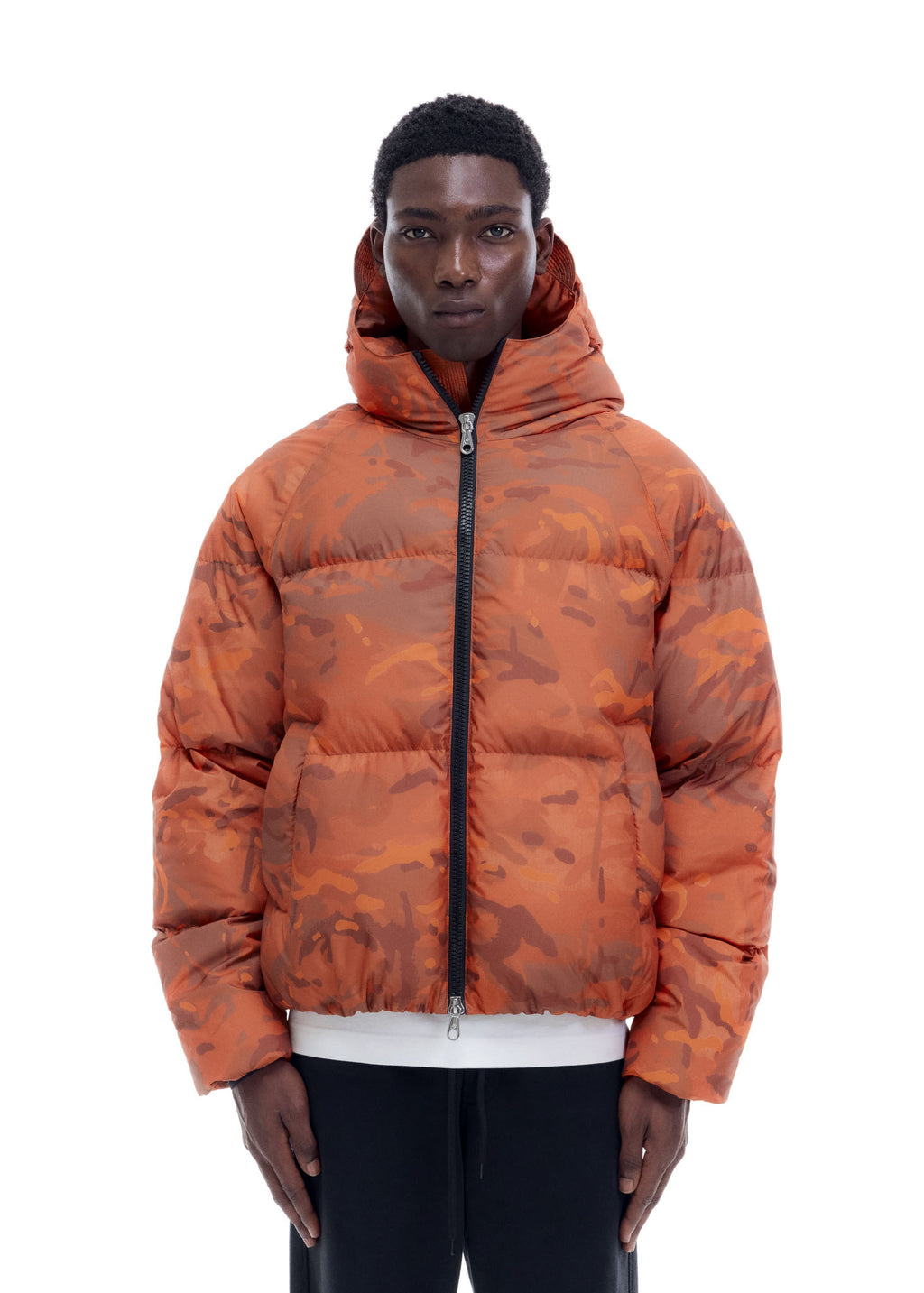 CAMO HOODED DOWN JACKET