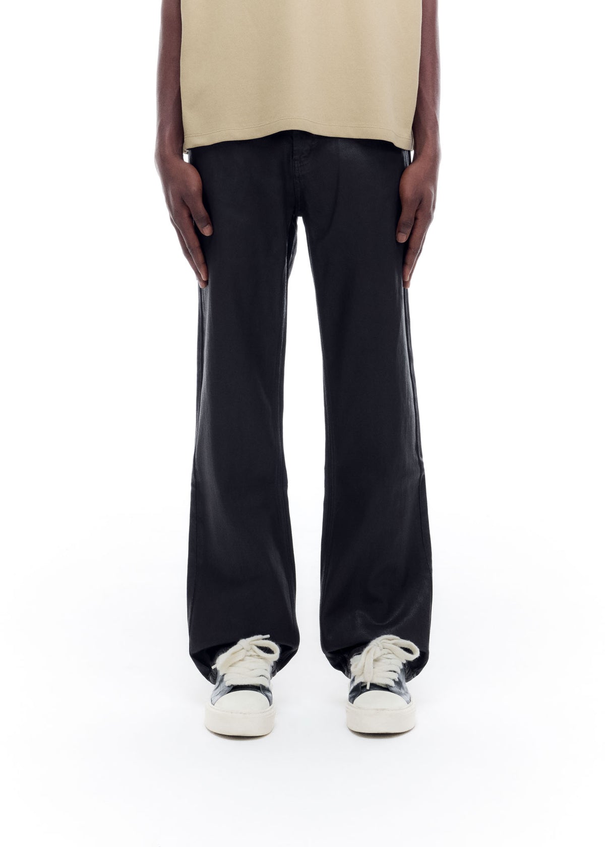 WAX COATED DENIM JEANS