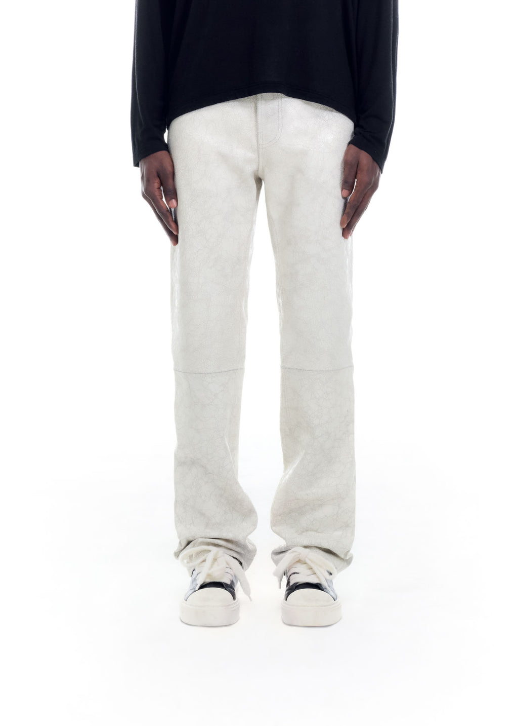 CRACKED PAINT LEATHER PANTS