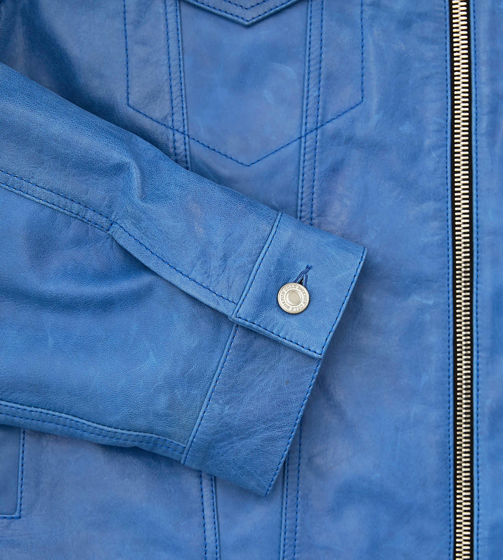 Cole Buxton | Leather Trucker Jacket | Mens | Leather | Blue