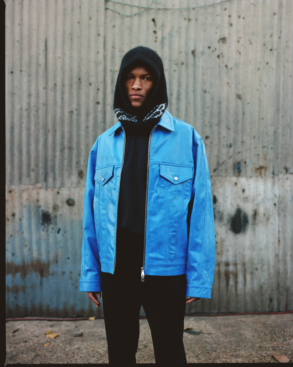 Cole Buxton | Leather Trucker Jacket | Mens | Leather | Blue