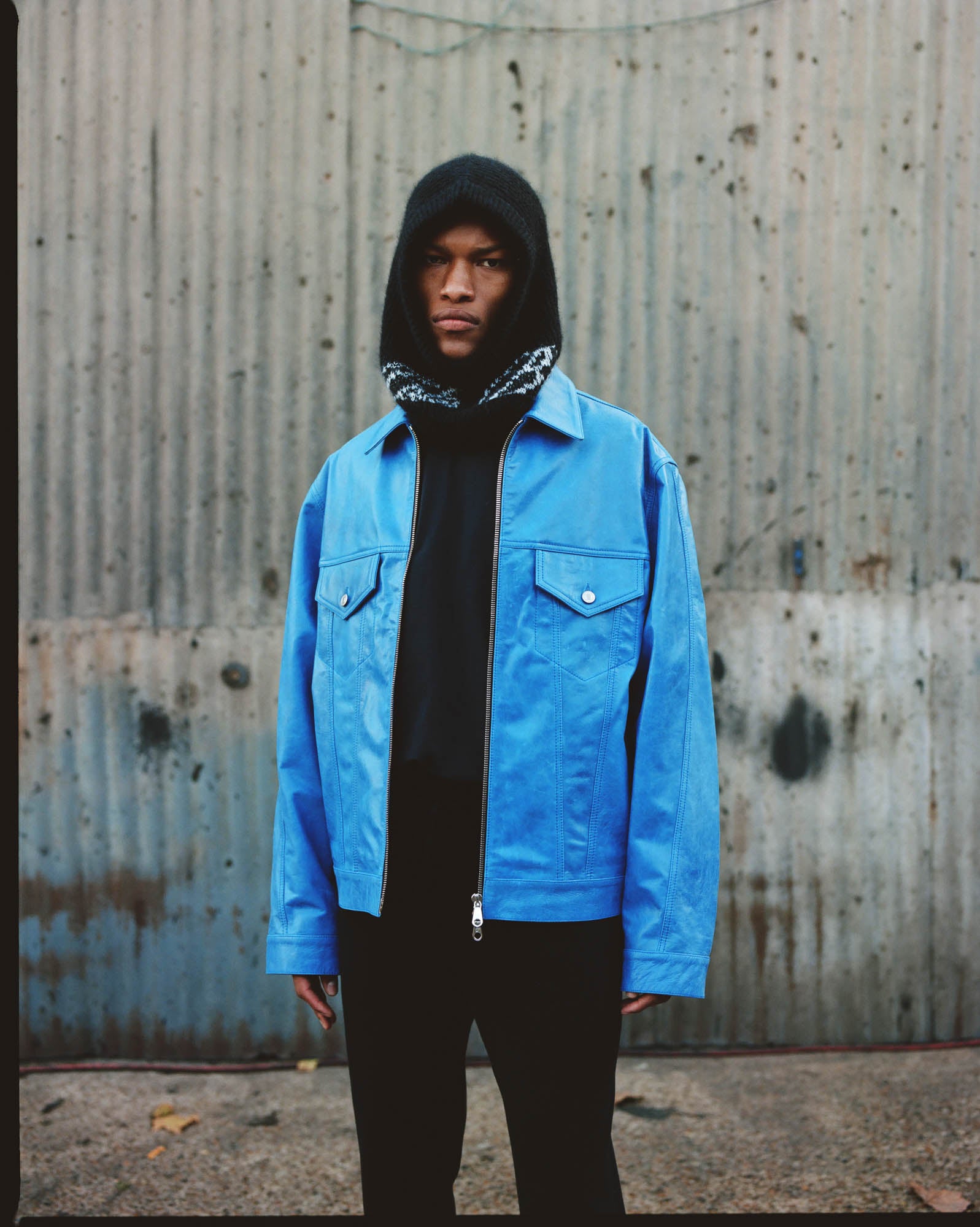 Cole Buxton | Leather Trucker Jacket | Mens | Leather | Blue