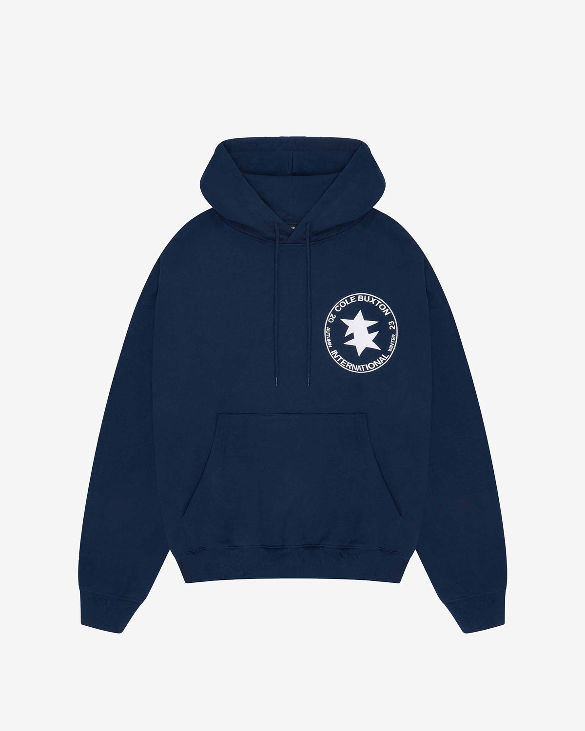 Cole Buxton | International Crest Hoodie | Mens | Cotton | Navy Blue