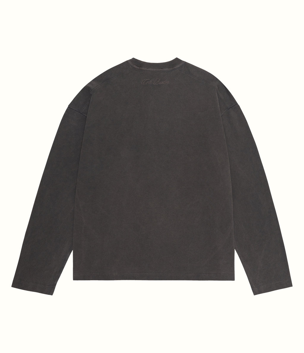 Cole Buxton | Long Sleeved Warm Up T-Shirt | Mens | Cotton | Washed Black